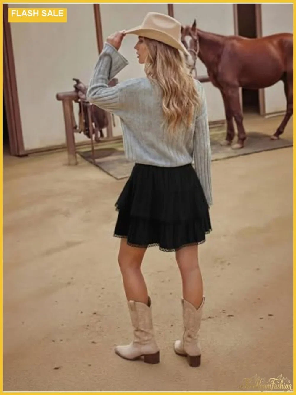 Ruffle Skort Women Country Concert Outfit Flowy Shorts Double Layer High Waist